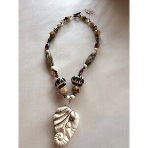 Artisan Stone Necklace Up cycled With Vintage Beads